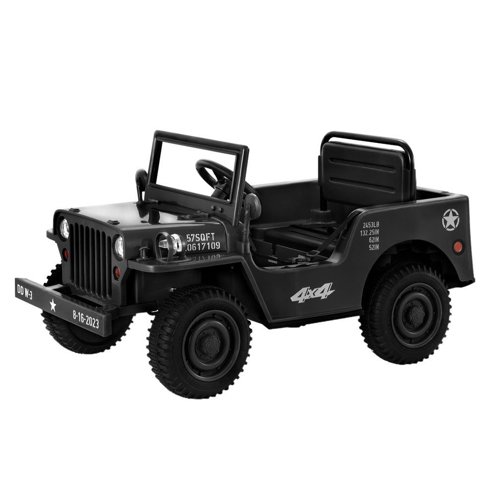 Buy Rigo Kids Electric Ride On Car Jeep Military Off Road Toy Cars Remote 12V Black discounted | Products On Sale Australia