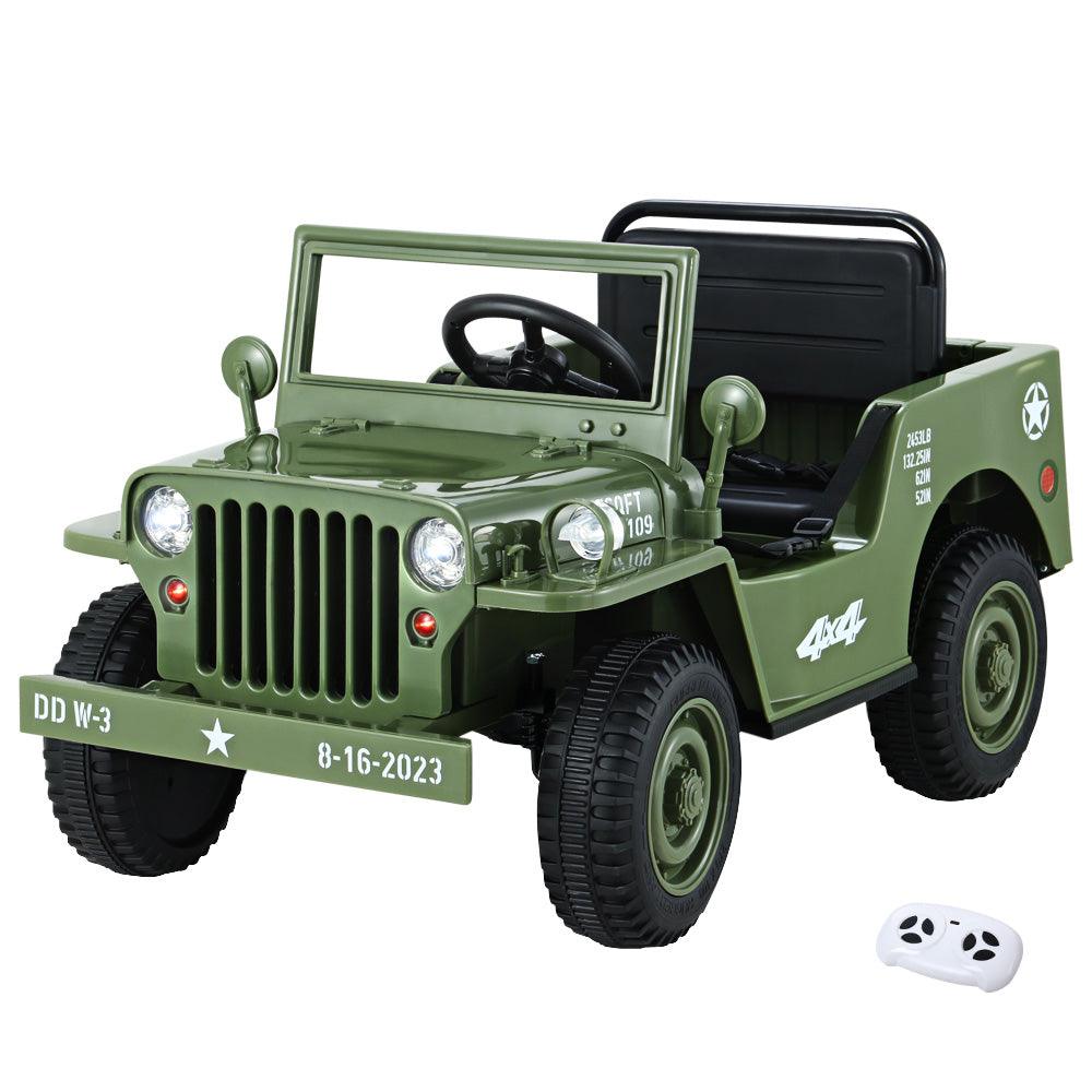 Buy Rigo Kids Electric Ride On Car Jeep Military Off Road Toy Cars Remote 12V Olive discounted | Products On Sale Australia