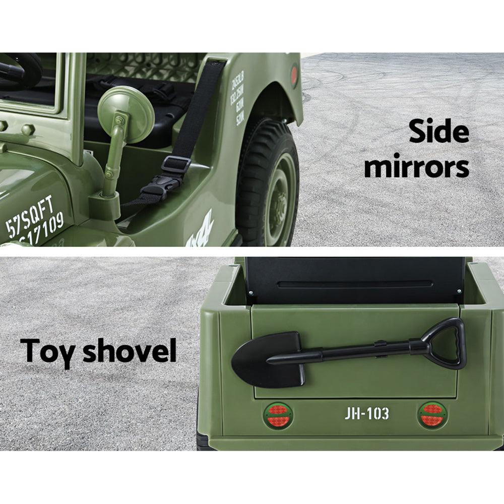 Buy Rigo Kids Electric Ride On Car Jeep Military Off Road Toy Cars Remote 12V Olive discounted | Products On Sale Australia