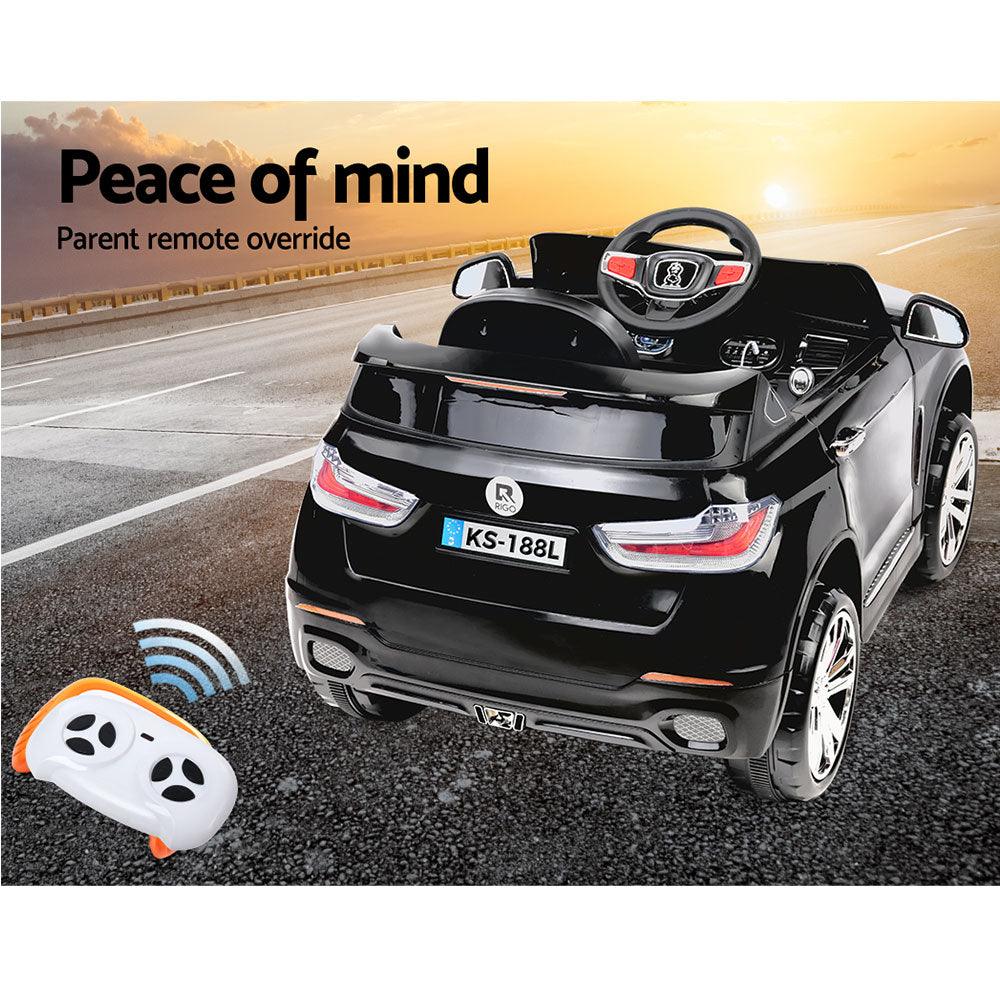 Buy Rigo Kids Electric Ride On Car SUV BMW-Inspired X5 Toy Cars Remote 6V Black discounted | Products On Sale Australia