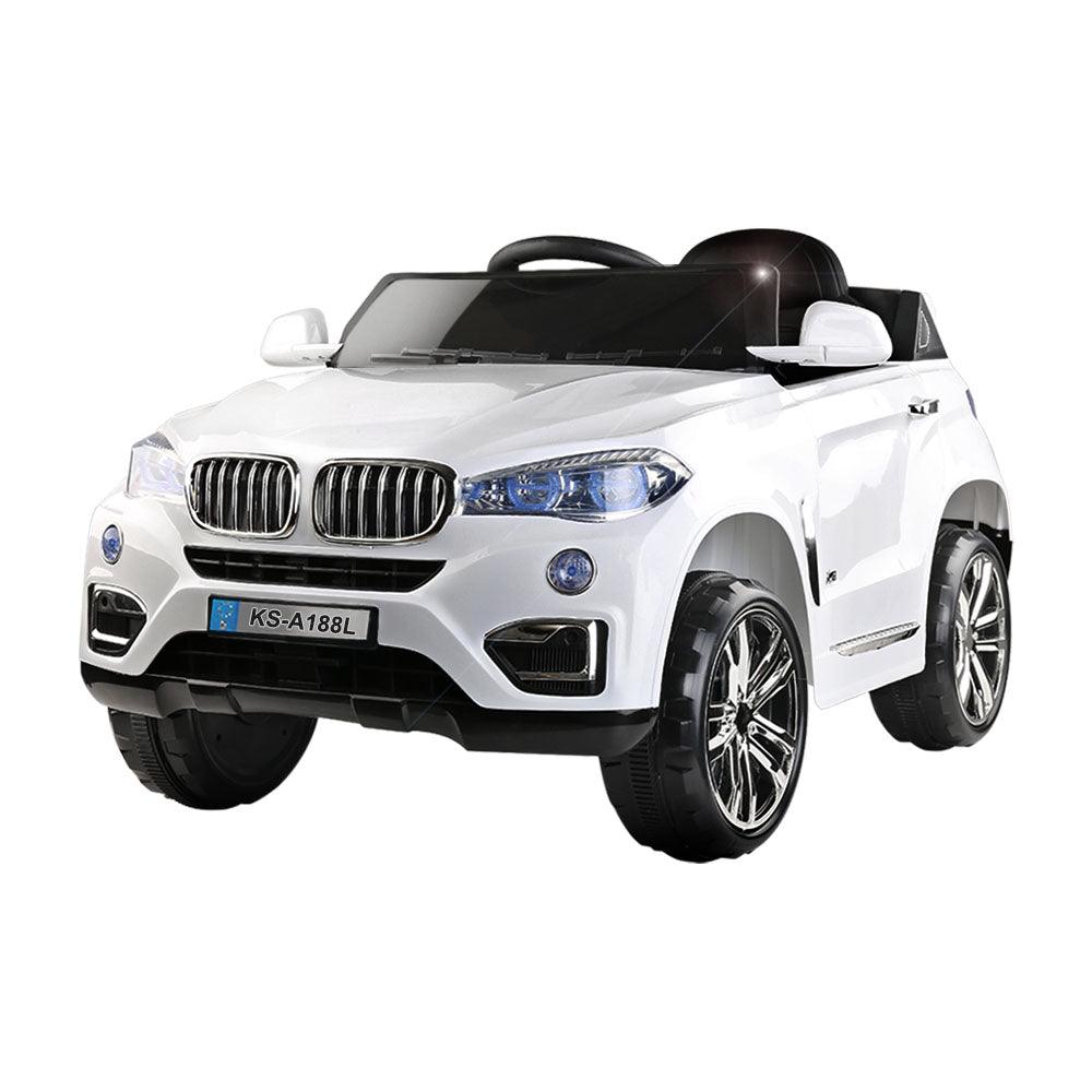 Buy Rigo Kids Electric Ride On Car SUV BMW-Inspired X5 Toy Cars Remote 6V White discounted | Products On Sale Australia