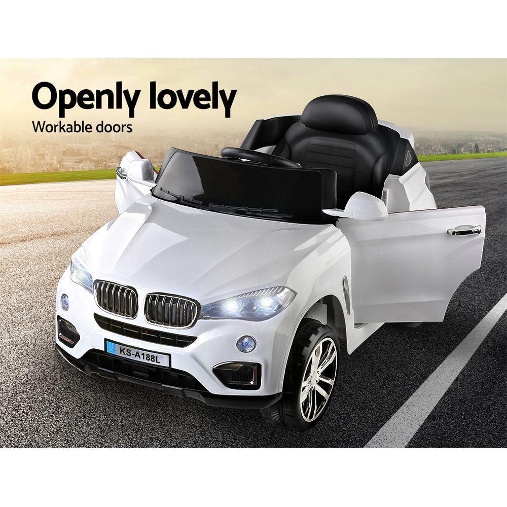 Buy Rigo Kids Electric Ride On Car SUV BMW-Inspired X5 Toy Cars Remote 6V White discounted | Products On Sale Australia