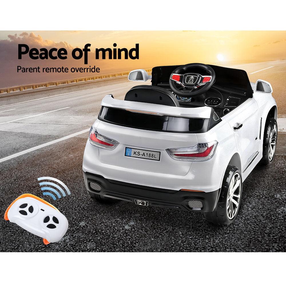 Buy Rigo Kids Electric Ride On Car SUV BMW-Inspired X5 Toy Cars Remote 6V White discounted | Products On Sale Australia