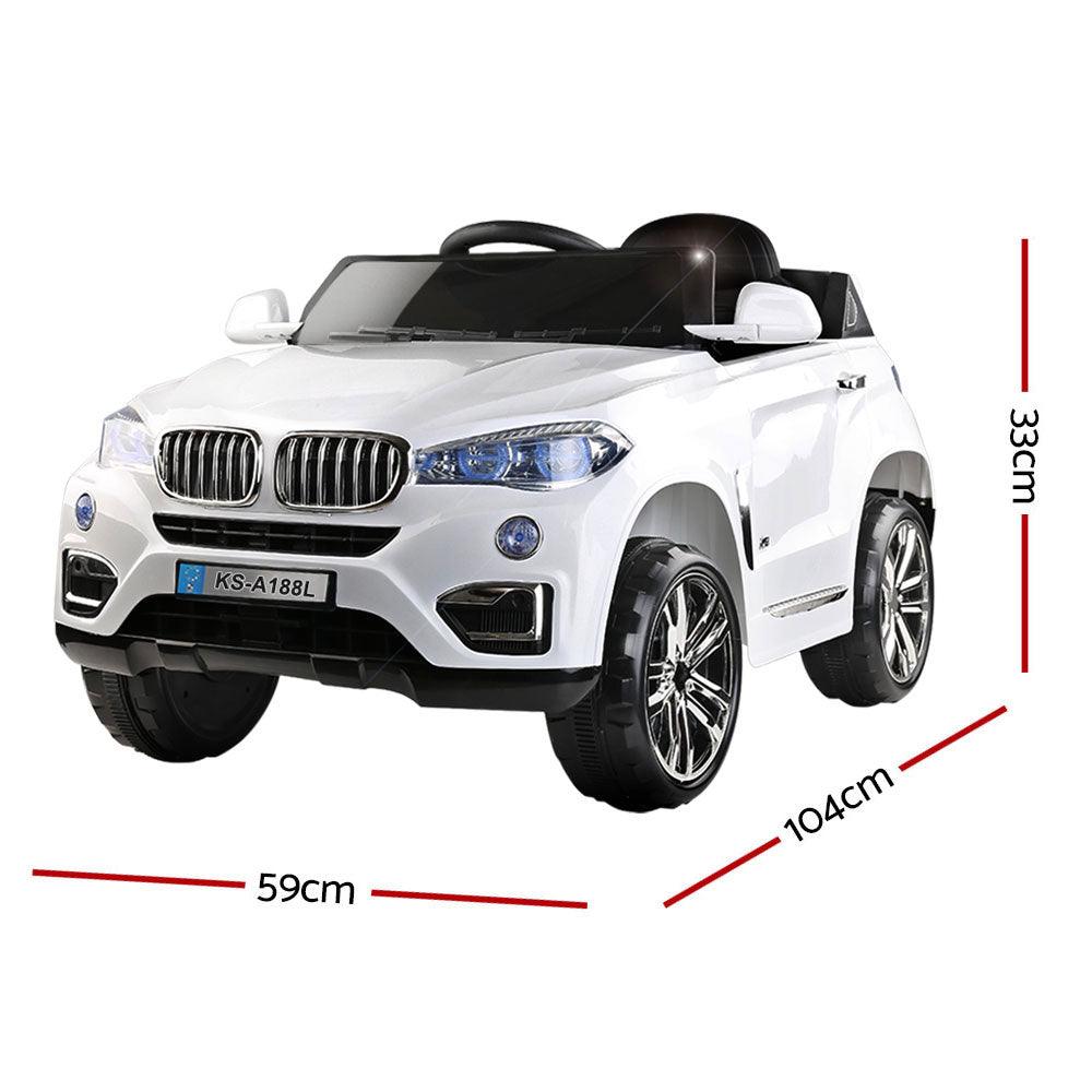 Buy Rigo Kids Electric Ride On Car SUV BMW-Inspired X5 Toy Cars Remote 6V White discounted | Products On Sale Australia