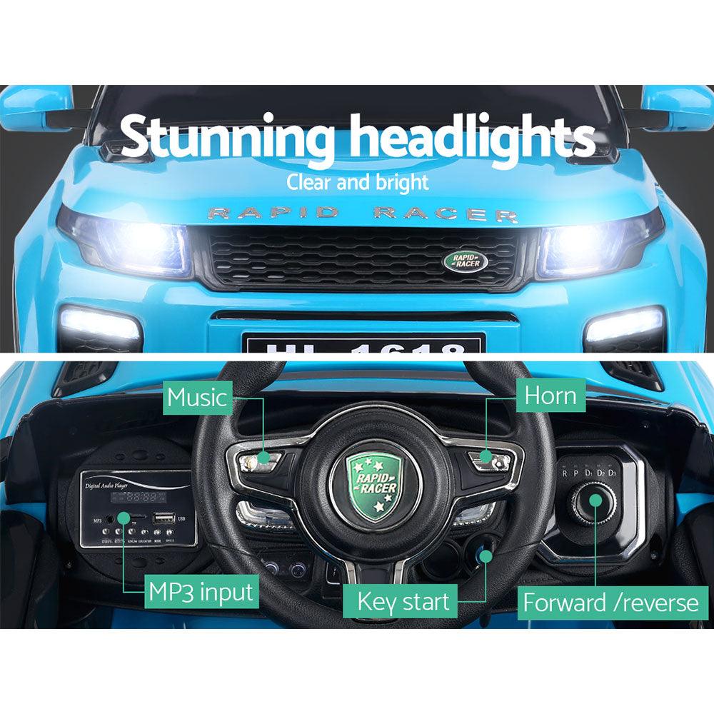 Buy Rigo Kids Electric Ride On Car SUV Range Rover-inspired Toy Cars Remote 12V Blue discounted | Products On Sale Australia