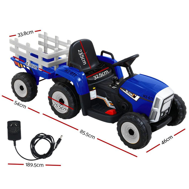 Buy Rigo Kids Electric Ride On Car Tractor Toy Cars 12V Blue discounted | Products On Sale Australia