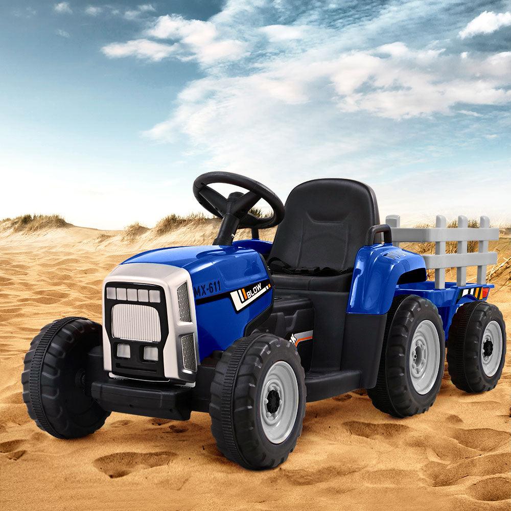 Buy Rigo Kids Electric Ride On Car Tractor Toy Cars 12V Blue discounted | Products On Sale Australia