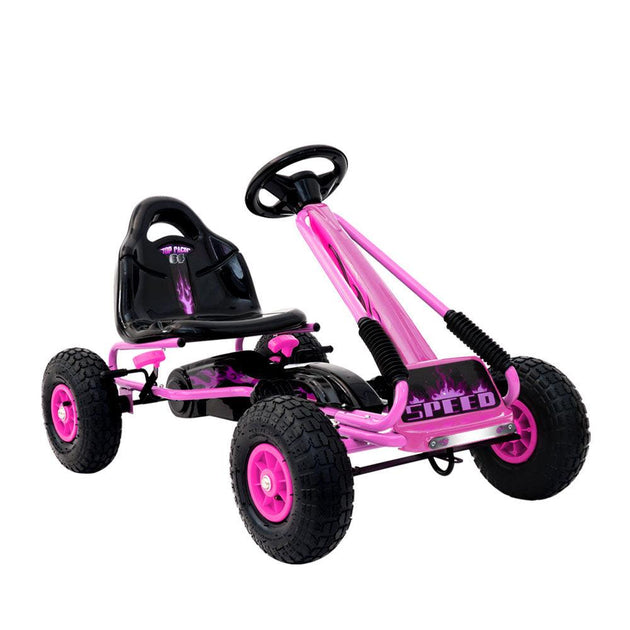 Buy Rigo Kids Pedal Go Kart Ride On Toys Racing Car Rubber Tyre Pink discounted | Products On Sale Australia