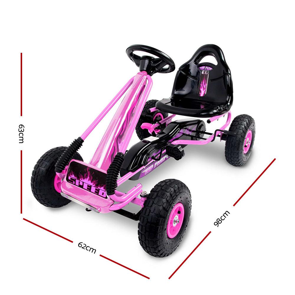 Buy Rigo Kids Pedal Go Kart Ride On Toys Racing Car Rubber Tyre Pink discounted | Products On Sale Australia