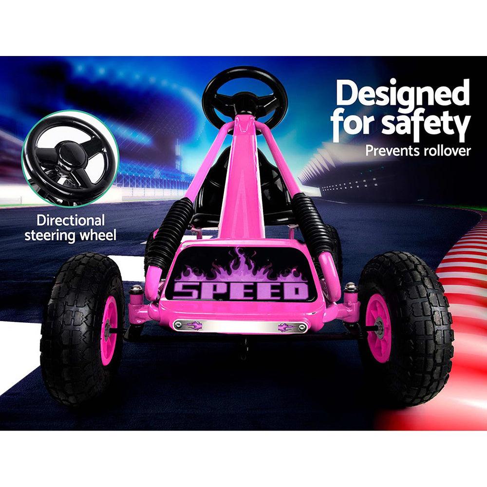 Buy Rigo Kids Pedal Go Kart Ride On Toys Racing Car Rubber Tyre Pink discounted | Products On Sale Australia