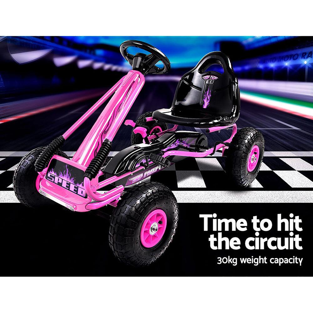 Buy Rigo Kids Pedal Go Kart Ride On Toys Racing Car Rubber Tyre Pink discounted | Products On Sale Australia