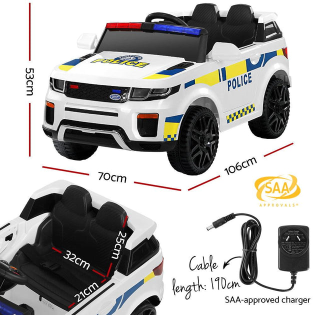 Buy Rigo Kids Ride On Car Electric Patrol Police Toy Cars Remote Control 12V White discounted | Products On Sale Australia