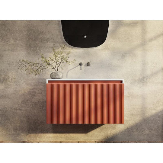 Buy Rimini wall hung bathroom vanity 800mm PotterÕs Clay discounted | Products On Sale Australia