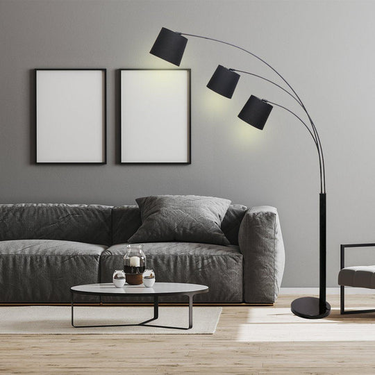 Buy Sarantino 3-Light Arc Floor Lamp Adjustable Black 3 Shades discounted | Products On Sale Australia