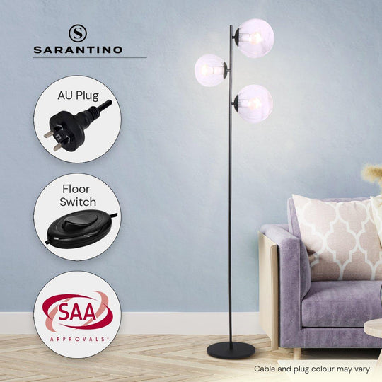 Buy Sarantino 3-Light Black Metal Floor Lamp discounted | Products On Sale Australia