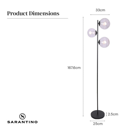 Buy Sarantino 3-Light Black Metal Floor Lamp discounted | Products On Sale Australia