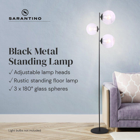 Buy Sarantino 3-Light Black Metal Floor Lamp discounted | Products On Sale Australia