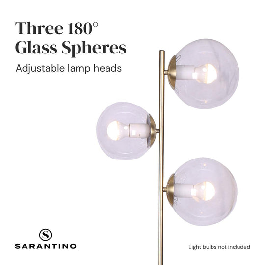 Buy Sarantino 3-Light Gold Metal Floor Lamp with Glass Shades discounted | Products On Sale Australia