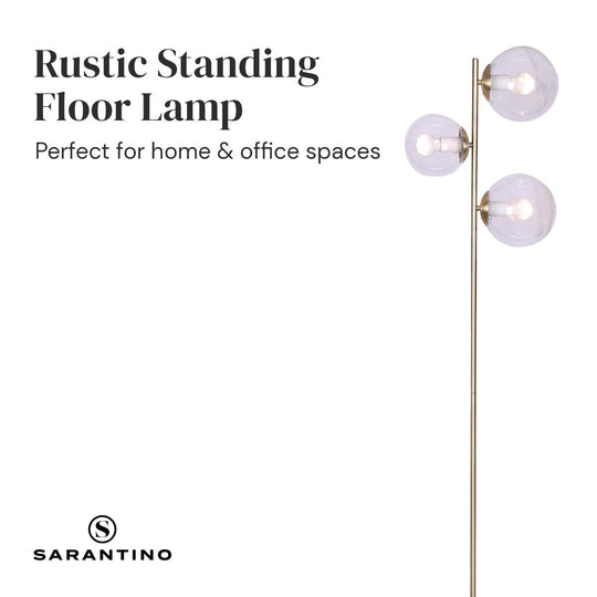 Buy Sarantino 3-Light Gold Metal Floor Lamp with Glass Shades discounted | Products On Sale Australia