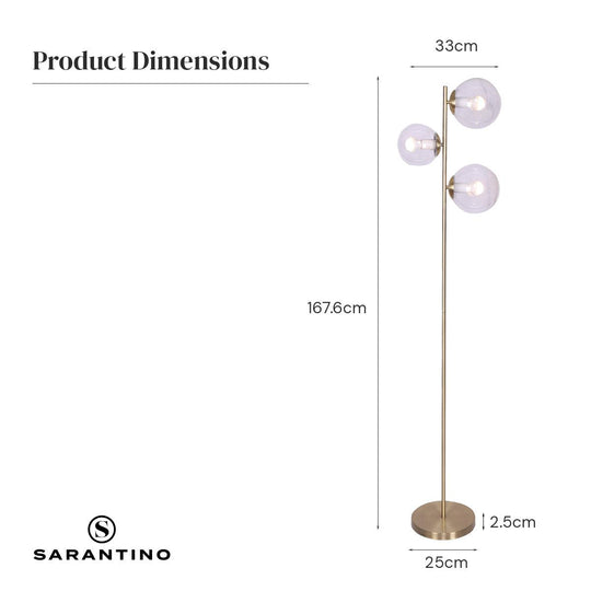 Buy Sarantino 3-Light Gold Metal Floor Lamp with Glass Shades discounted | Products On Sale Australia