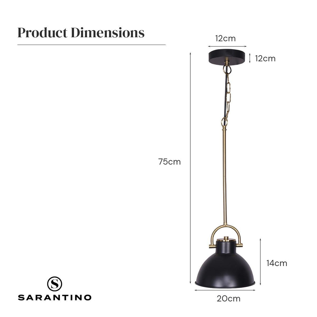 Buy Sarantino Black and Gold Pendant Light discounted | Products On Sale Australia