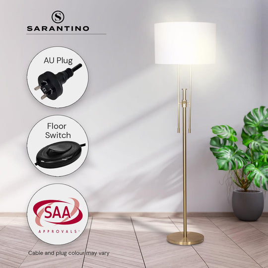 Buy Sarantino Brushed Gold Height-Adjustable Metal Floor Lamp discounted | Products On Sale Australia