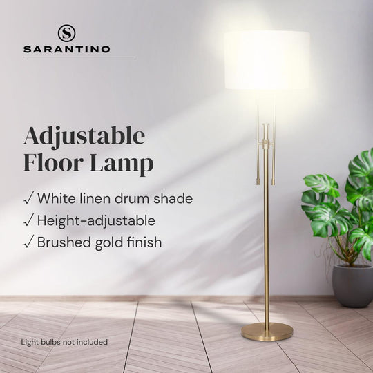 Buy Sarantino Brushed Gold Height-Adjustable Metal Floor Lamp discounted | Products On Sale Australia