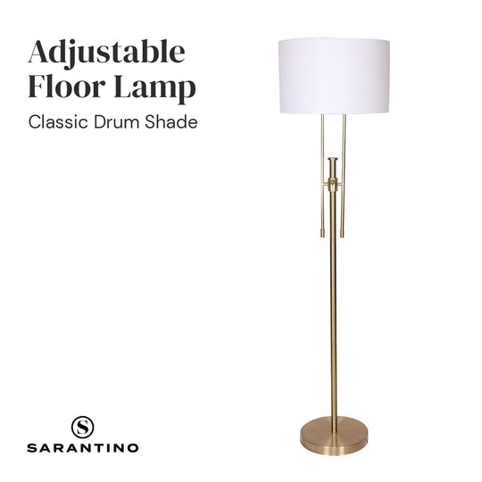 Buy Sarantino Brushed Gold Height-Adjustable Metal Floor Lamp discounted | Products On Sale Australia