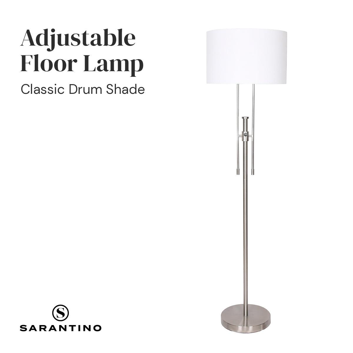 Buy Sarantino Brushed Nickel Height-Adjustable Metal Floor Lamp discounted | Products On Sale Australia