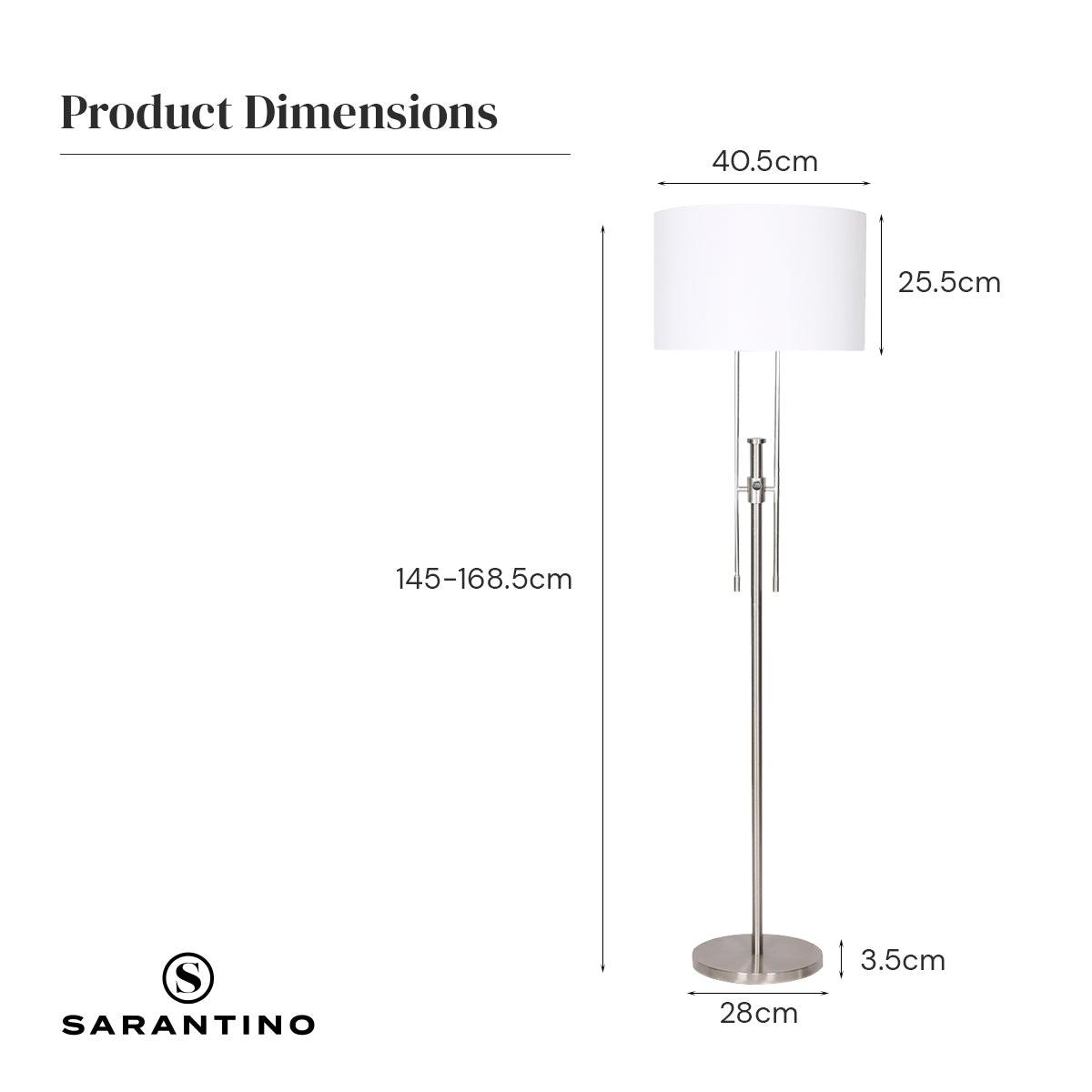 Buy Sarantino Brushed Nickel Height-Adjustable Metal Floor Lamp discounted | Products On Sale Australia