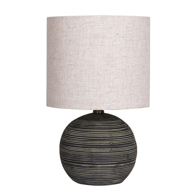 Buy Sarantino Ceramic Table Lamp With Striped Pattern In Antique Black discounted | Products On Sale Australia