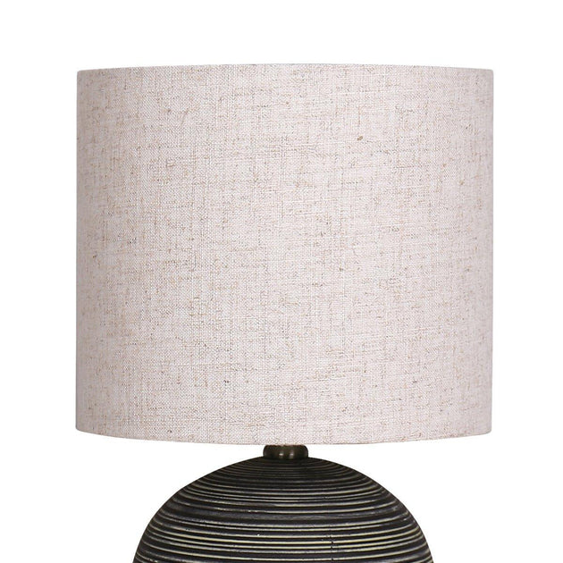 Buy Sarantino Ceramic Table Lamp With Striped Pattern In Antique Black discounted | Products On Sale Australia