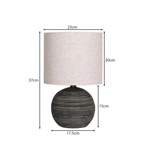 Buy Sarantino Ceramic Table Lamp With Striped Pattern In Antique Black discounted | Products On Sale Australia