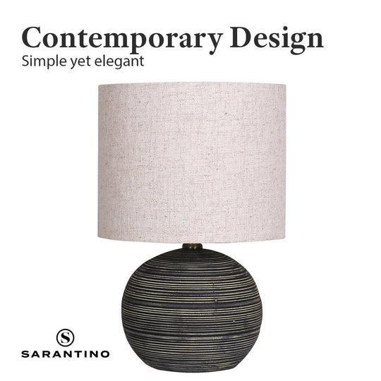 Buy Sarantino Ceramic Table Lamp With Striped Pattern In Antique Black discounted | Products On Sale Australia