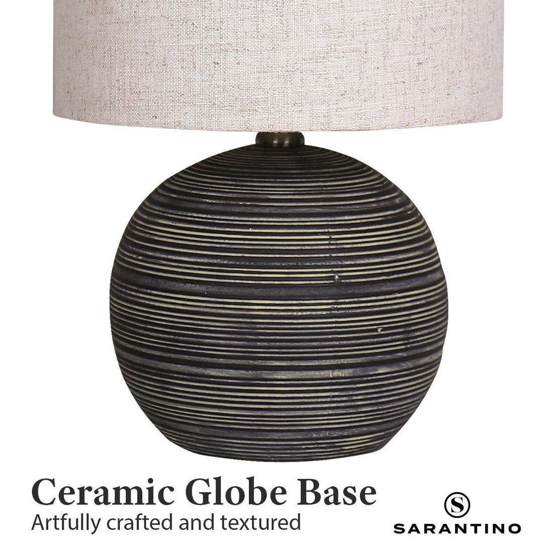 Buy Sarantino Ceramic Table Lamp With Striped Pattern In Antique Black discounted | Products On Sale Australia