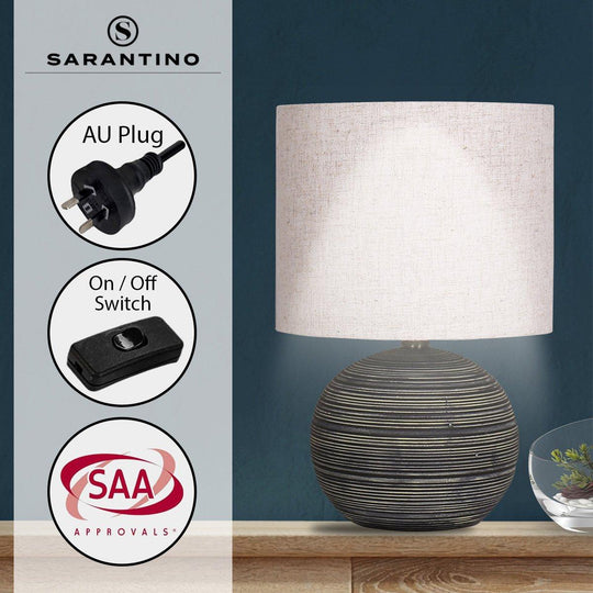 Buy Sarantino Ceramic Table Lamp With Striped Pattern In Antique Black discounted | Products On Sale Australia