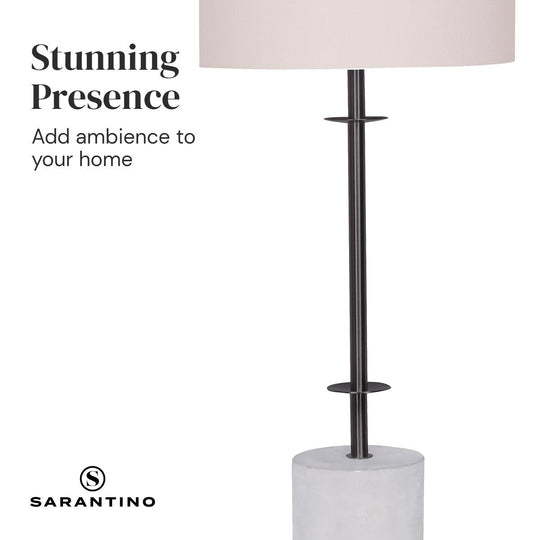 Buy Sarantino Concrete & Metal Table Lamp with Off-White Linen Shade discounted | Products On Sale Australia