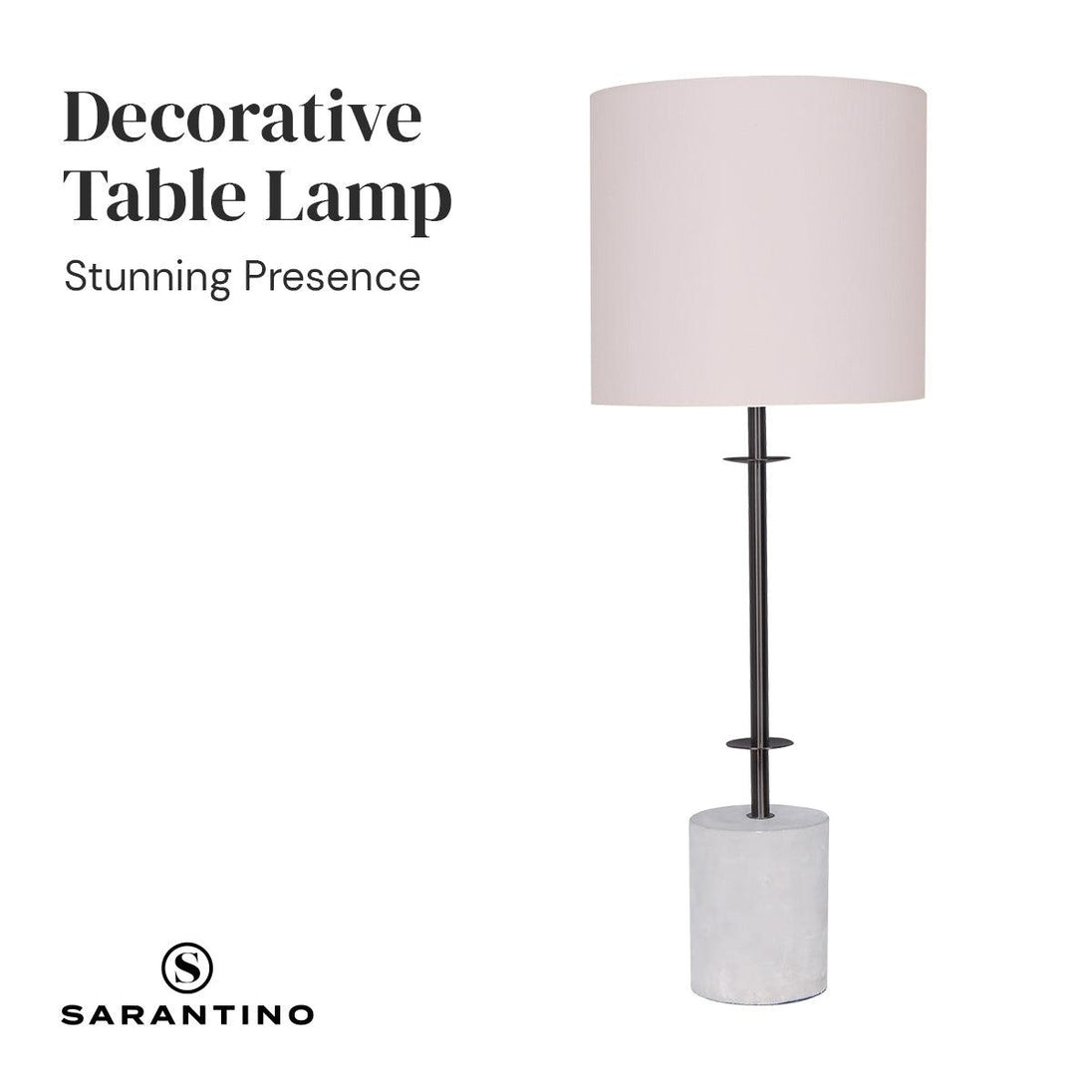 Buy Sarantino Concrete & Metal Table Lamp with Off-White Linen Shade discounted | Products On Sale Australia