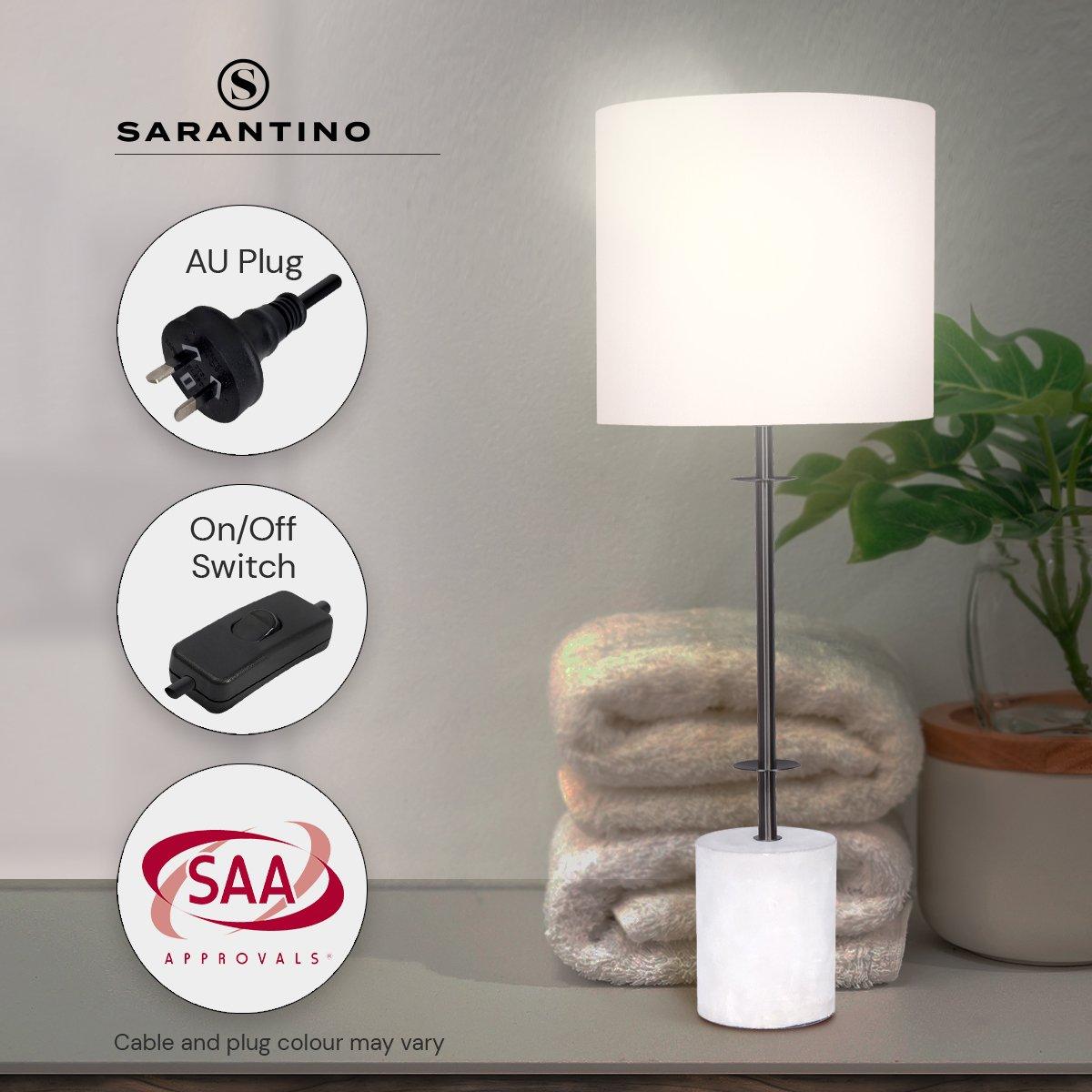 Buy Sarantino Concrete & Metal Table Lamp with Off-White Linen Shade discounted | Products On Sale Australia