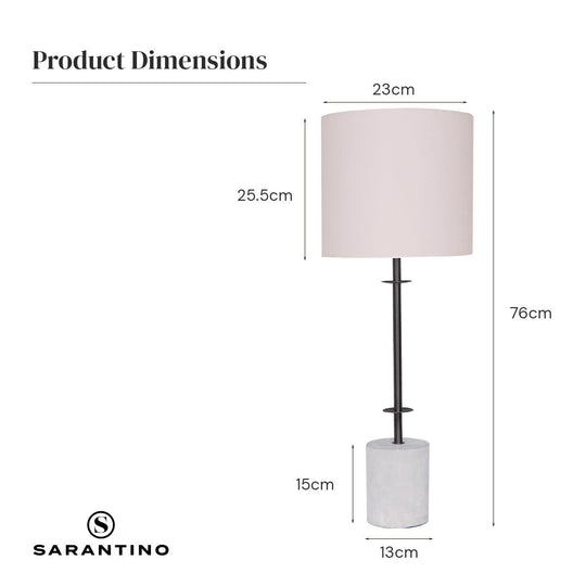 Buy Sarantino Concrete & Metal Table Lamp with Off-White Linen Shade discounted | Products On Sale Australia