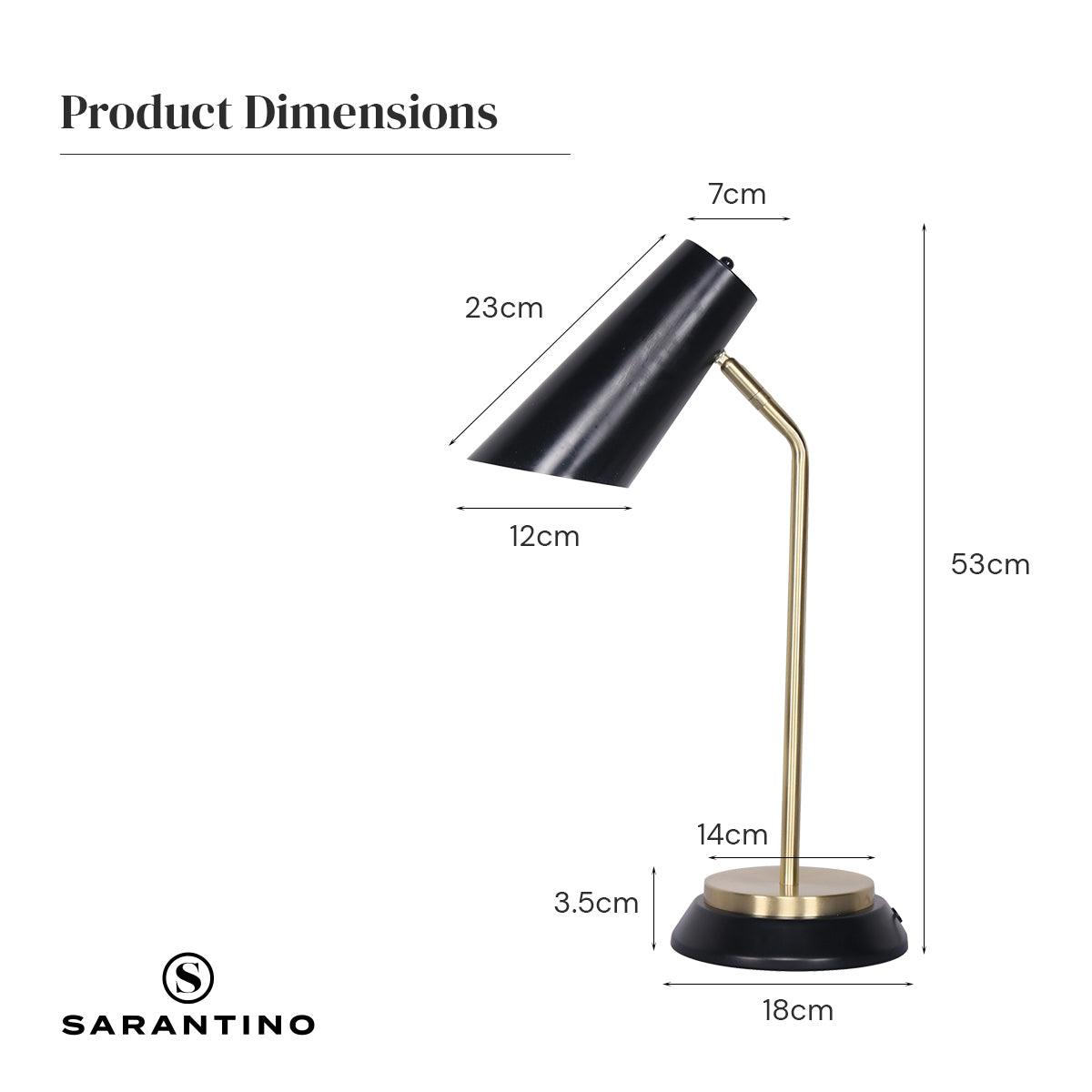 Buy Sarantino Electric Reading Light Table Lamp Brass Finish - Black discounted | Products On Sale Australia