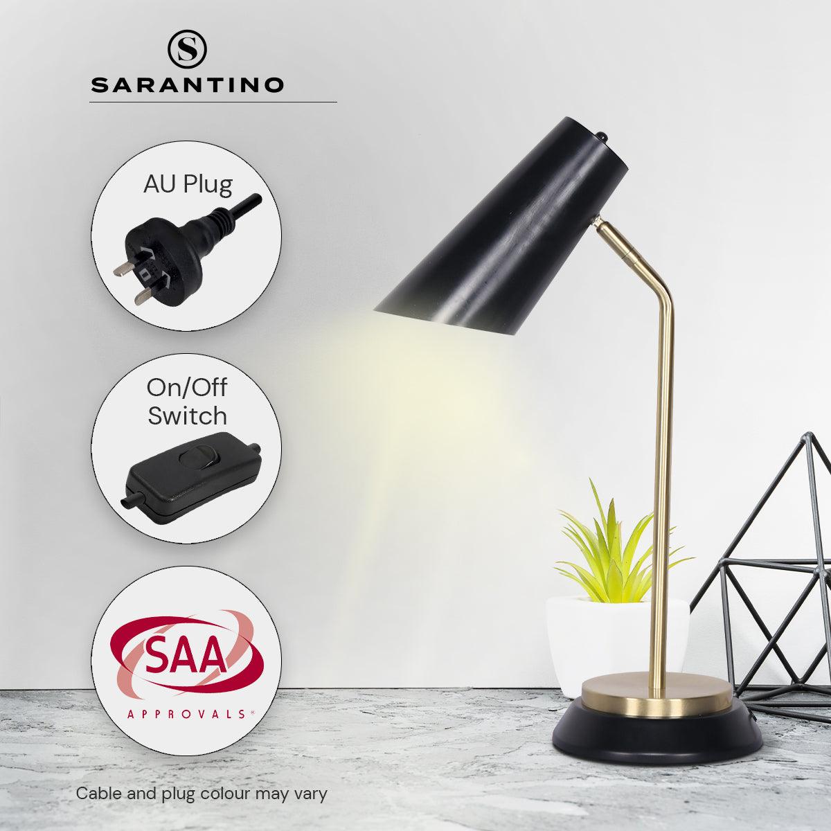 Buy Sarantino Electric Reading Light Table Lamp Brass Finish - Black discounted | Products On Sale Australia