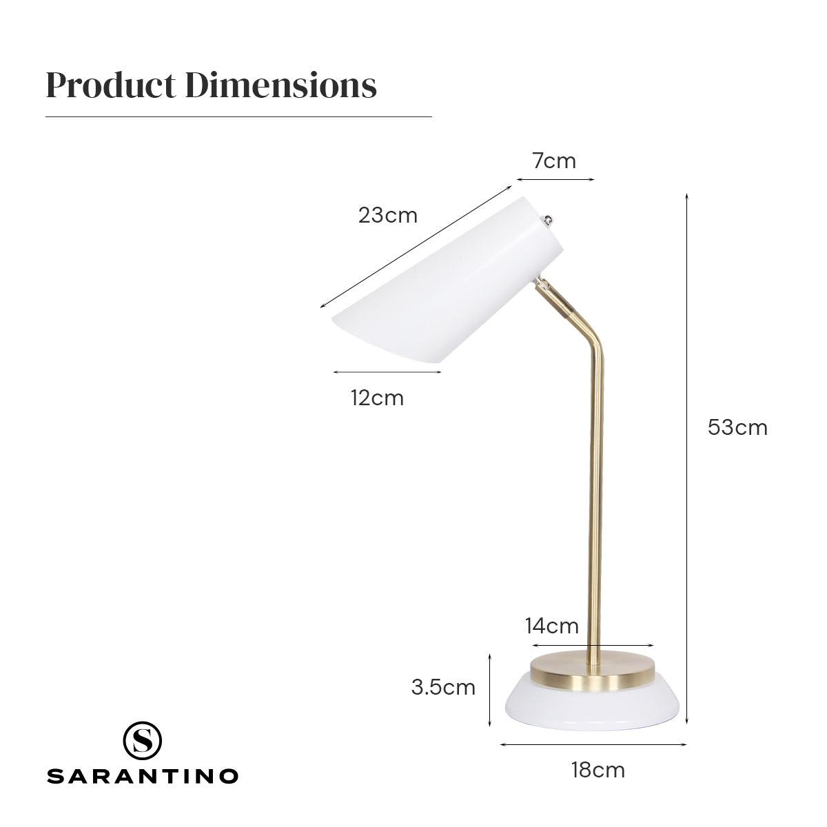 Buy Sarantino Electric Reading Light Table Lamp Brass Finish - White discounted | Products On Sale Australia