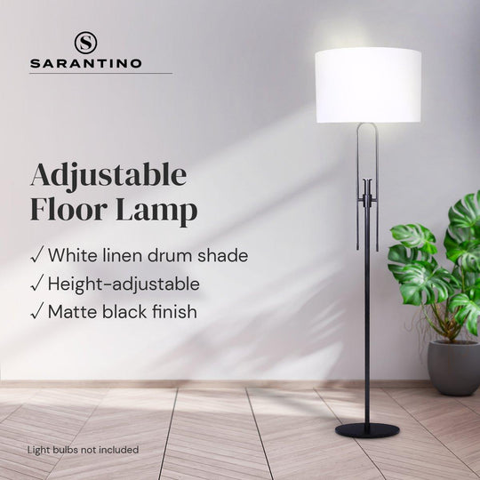 Buy Sarantino Height-Adjustable Metal Floor Lamp Matte Black discounted | Products On Sale Australia