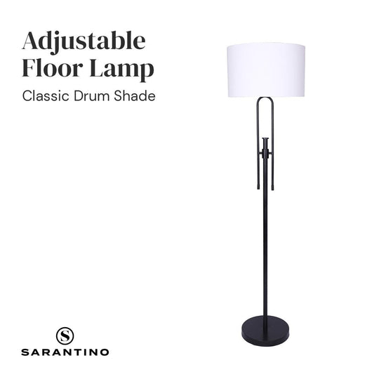 Buy Sarantino Height-Adjustable Metal Floor Lamp Matte Black discounted | Products On Sale Australia