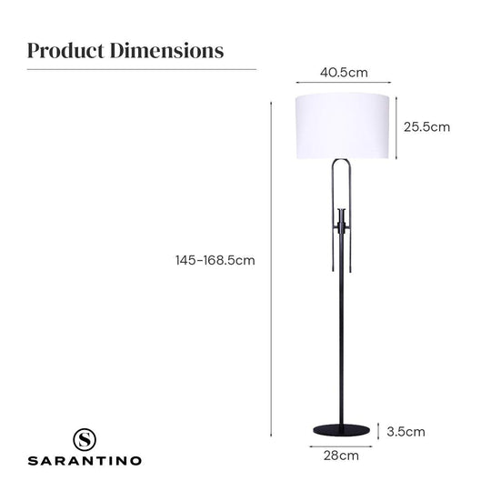 Buy Sarantino Height-Adjustable Metal Floor Lamp Matte Black discounted | Products On Sale Australia