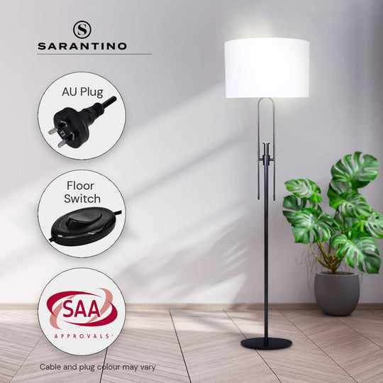 Buy Sarantino Height-Adjustable Metal Floor Lamp Matte Black discounted | Products On Sale Australia