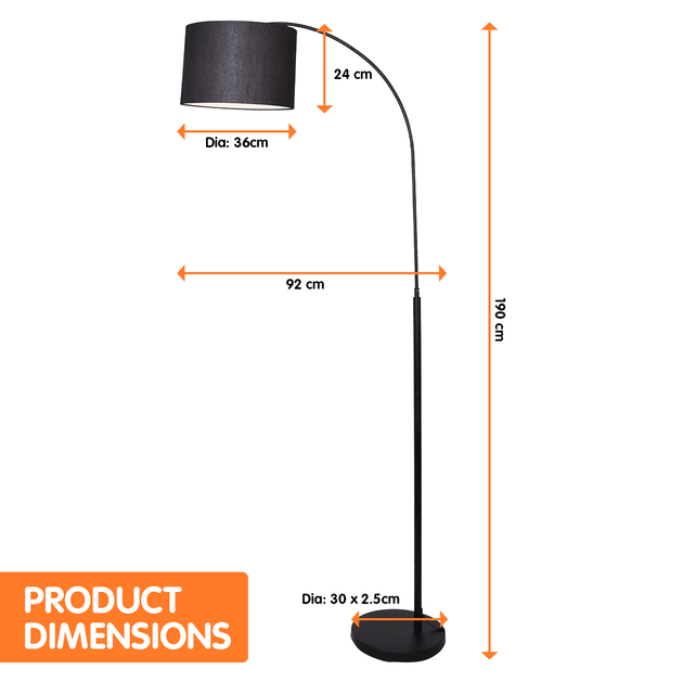 Buy Sarantino Metal Arc Arm Floor Lamp Shade Black discounted | Products On Sale Australia