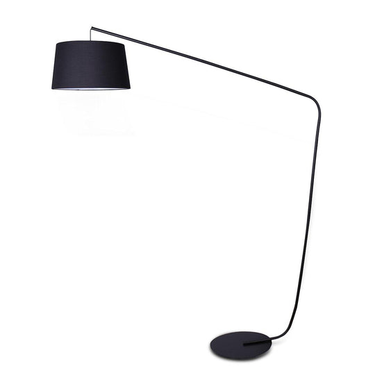 Buy Sarantino Metal Arc Floor Lamp in Black Finish with Linen Taper Shade discounted | Products On Sale Australia