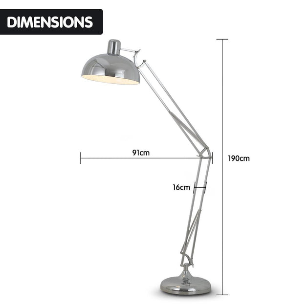 Buy Sarantino Metal Architect Floor Lamp Shade Adjustable Height - Chrome discounted | Products On Sale Australia